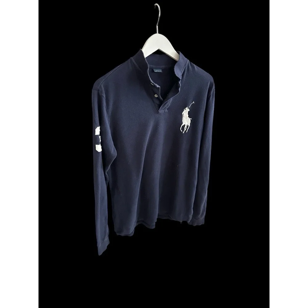 Vintage 90's Polo Big Horse Long Sleeve Shirt‎ Sz Small/Medium Navy Custom Fit